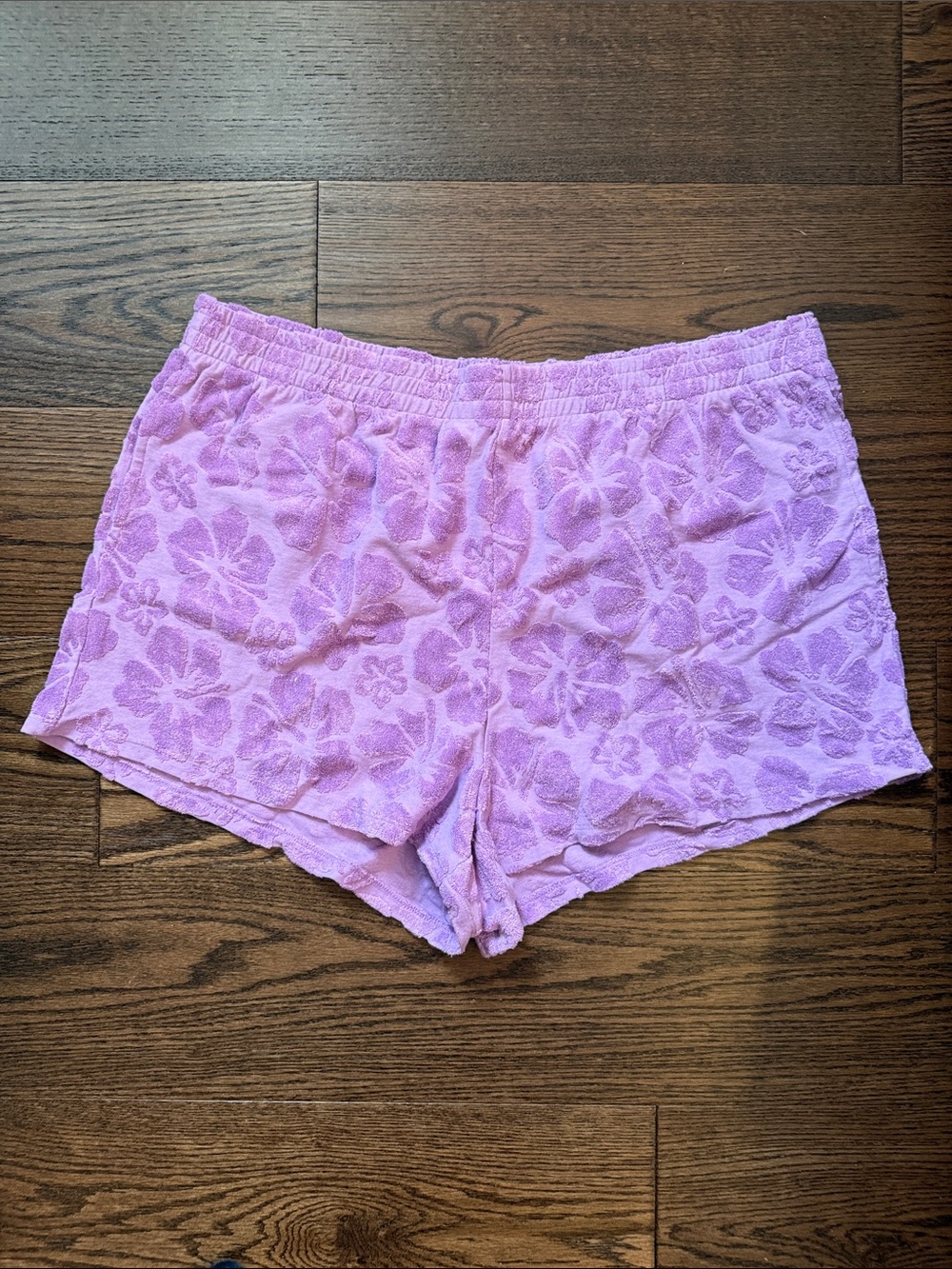 Women's Lavender Floral Terry Shorts